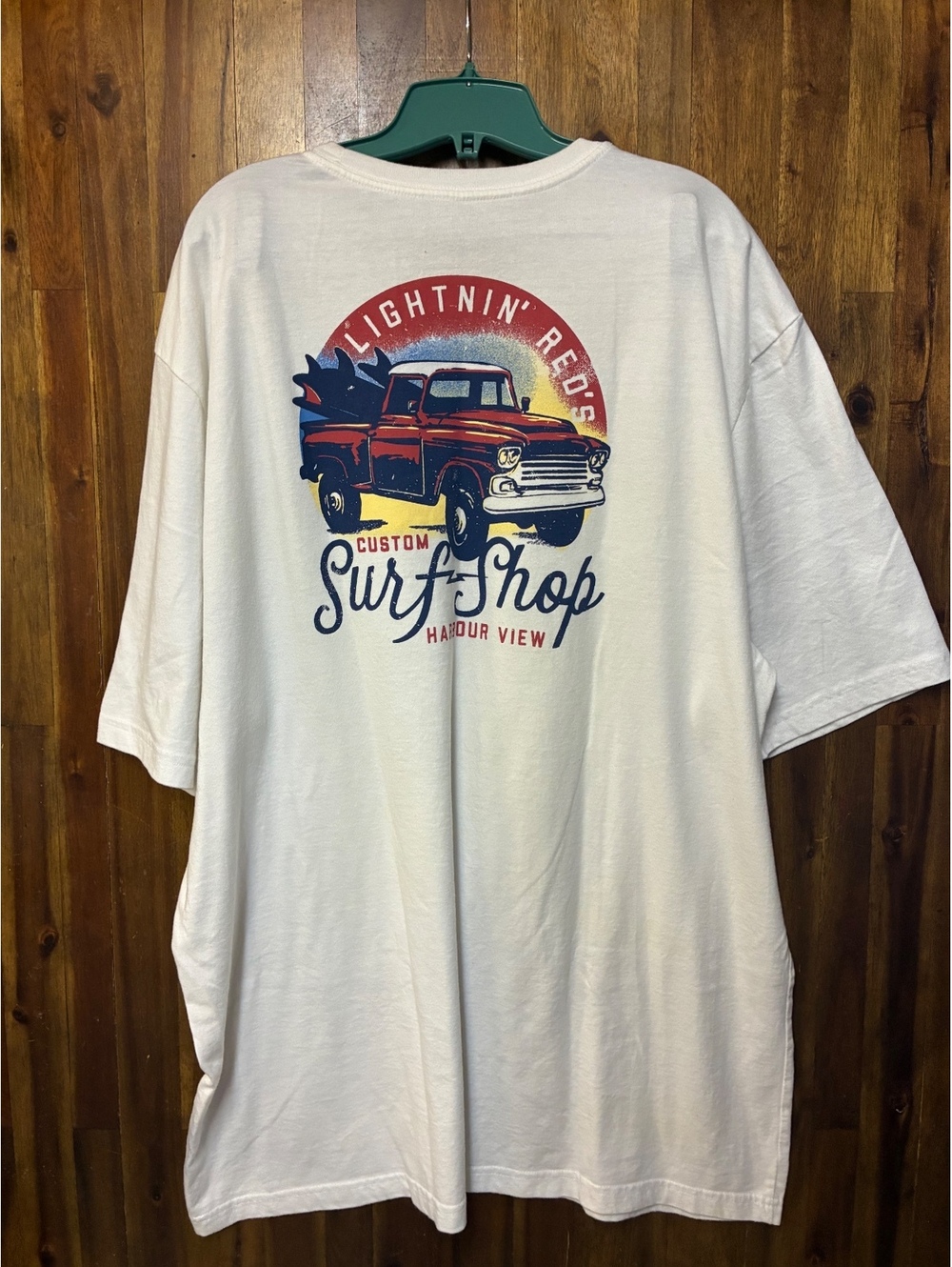 IZOD Saltwater Lightnin’ Red’s Surf Shop Truck Graphic Tee White 2XLT Coastal
